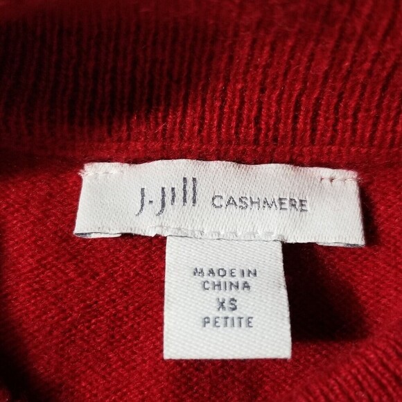 J Jill Womens Cashmere Long Sleeve Mock Neck Pullover Knit Sweater Red Size XS - Picture 6 of 8
